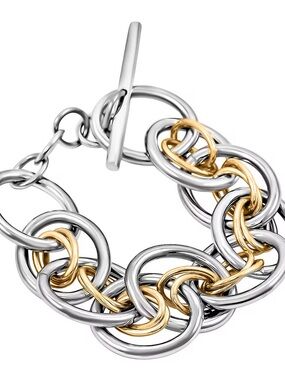 Calvin Klein Two-Tone Silver and Gold Interlocking Link Bracelet